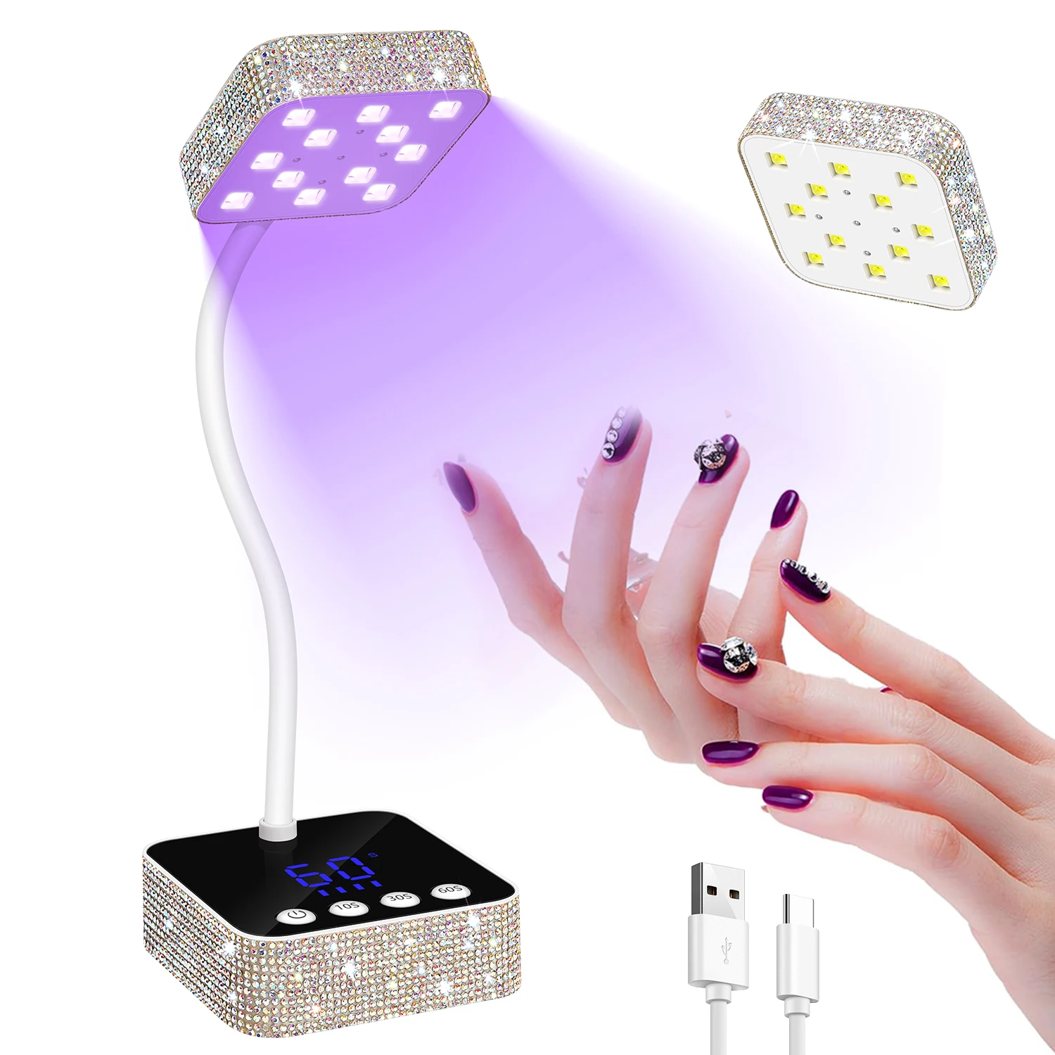 

Professional Nail Lamp LED UV Nail Dryer Auto Sensing Touch Control Fast Drying Nail Light 360 Bendable Table Lamp For Salon