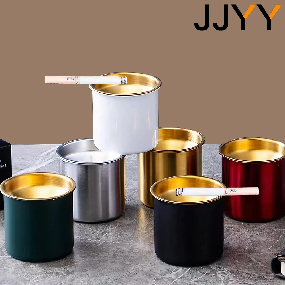 JJYY Stainless Steel Ashtray Windproof Smokeless Funnel Design Office AshtrayFashionable Home DecorationFamily Life Accessories