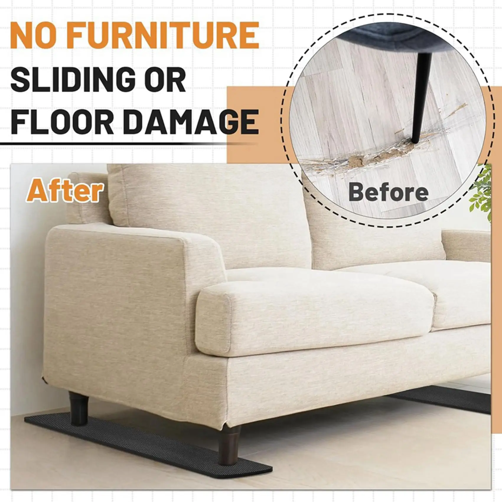 

【ORNAMENT】8 шт. 30-дюймовых противоскользящих накладок для мебели, подходящих для твердых полов и других типов напольных покрытий, для кресел-реклайнеров, диванов