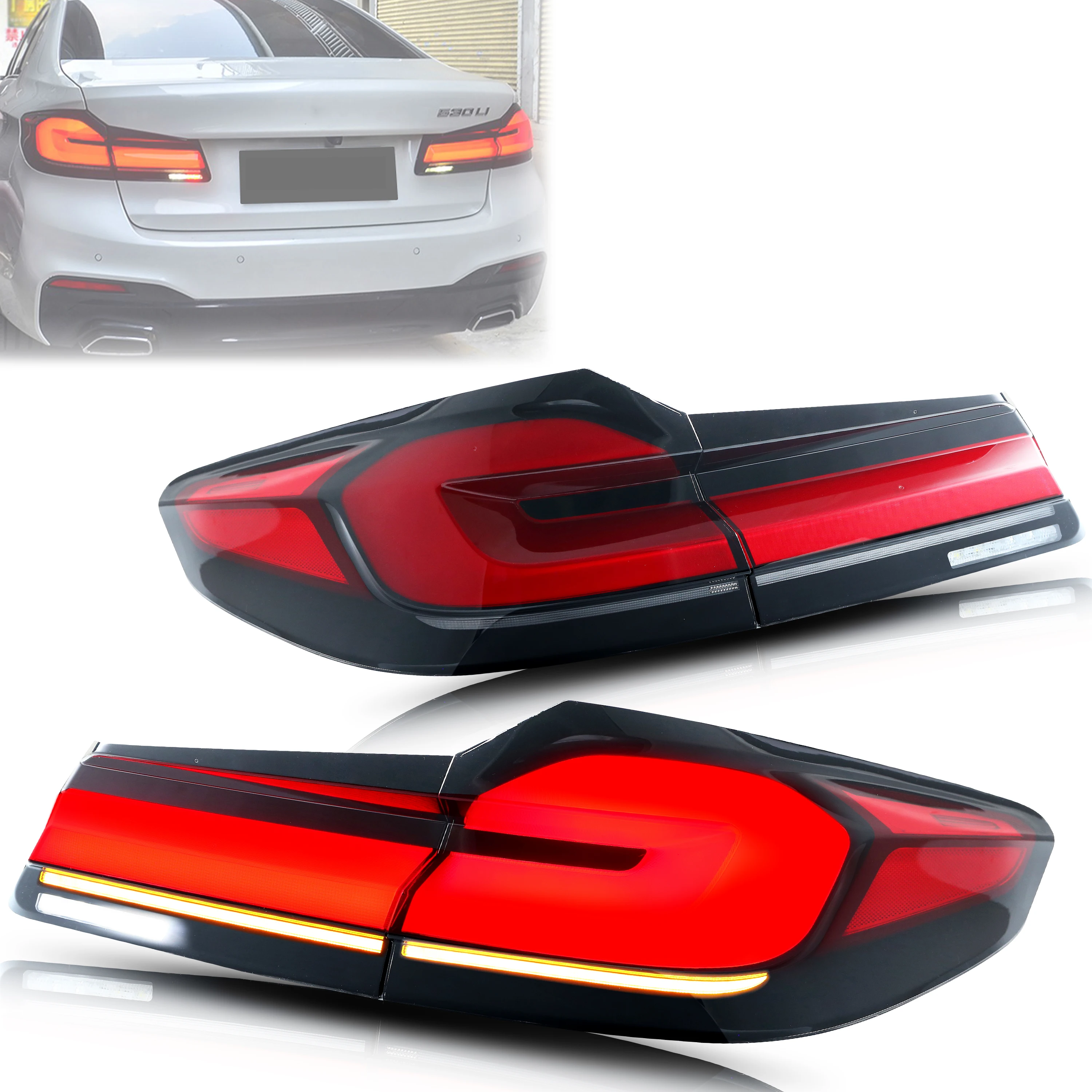 

LED Facelift Tail Lights for BMW G30 5-Series F90 M5 525i Pre-Lci 2017-2020 Sequential Turn Signal Rear Lamps With Guard