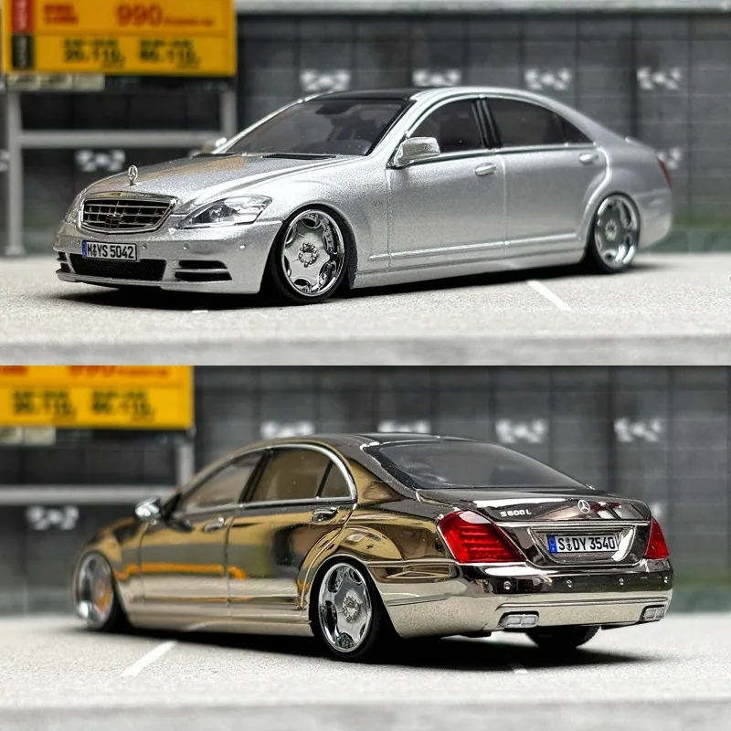 Diecast 1/64 Size Mercedes-Benz S-Class Alloy Model Car Benz S600L W221 Car Model Toys for Boys Collection Hobby Original Box