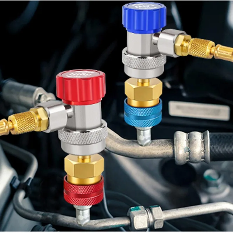 R134a Auto Car Quick Coupler Connector Brass Adapters Air Conditioning Refrigerant Adjustable AC Manifold Gauge Car Accessories view 4