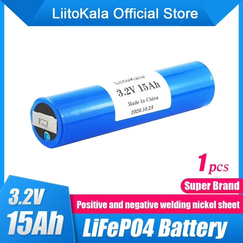 1pcs LiitoKala 33140 3.2v 15Ah Lifepo4 Lithium Batteries 3.2V Cells For Diy 12v 24v E Bike E-scooter Power Tools Battery Pack