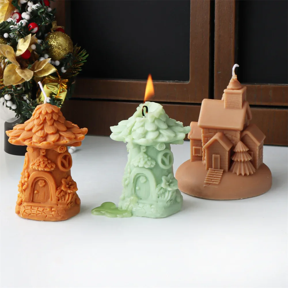 WHISKER | Zurich Nordic Wind Pine Cone House Silicone Candle Mold Christmas Tree House Aromatherapy Plaster Resin Model