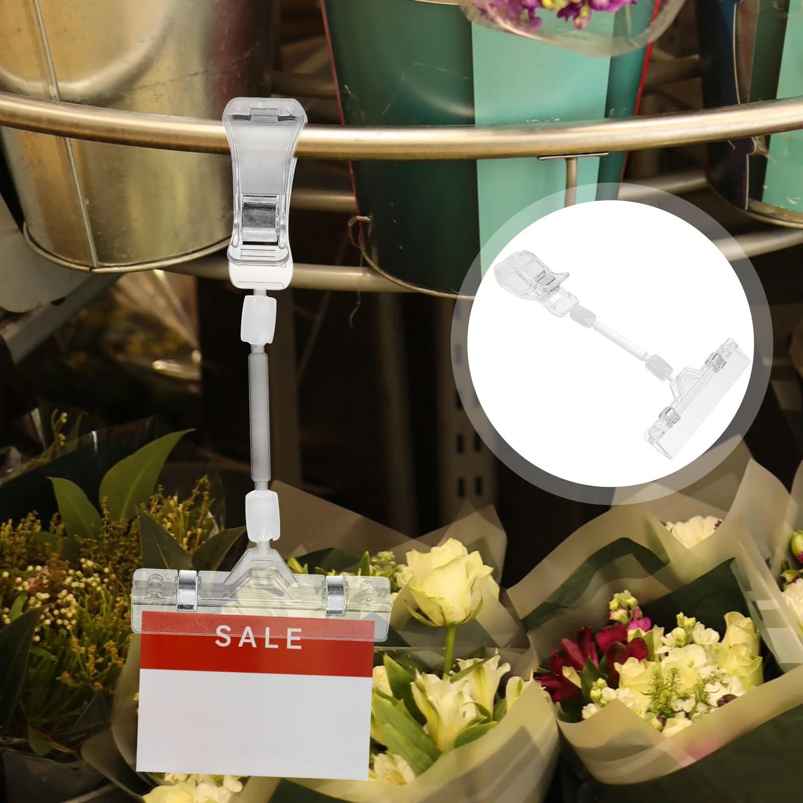 10 قطعة مقاطع شارة السعر في السوبر ماركت أصحاب علامة واضحة قطب للتدوير مزدوجة الوجهين متجر بيع بالتجزئة مقاطع بلاستيكية للبضائع #4