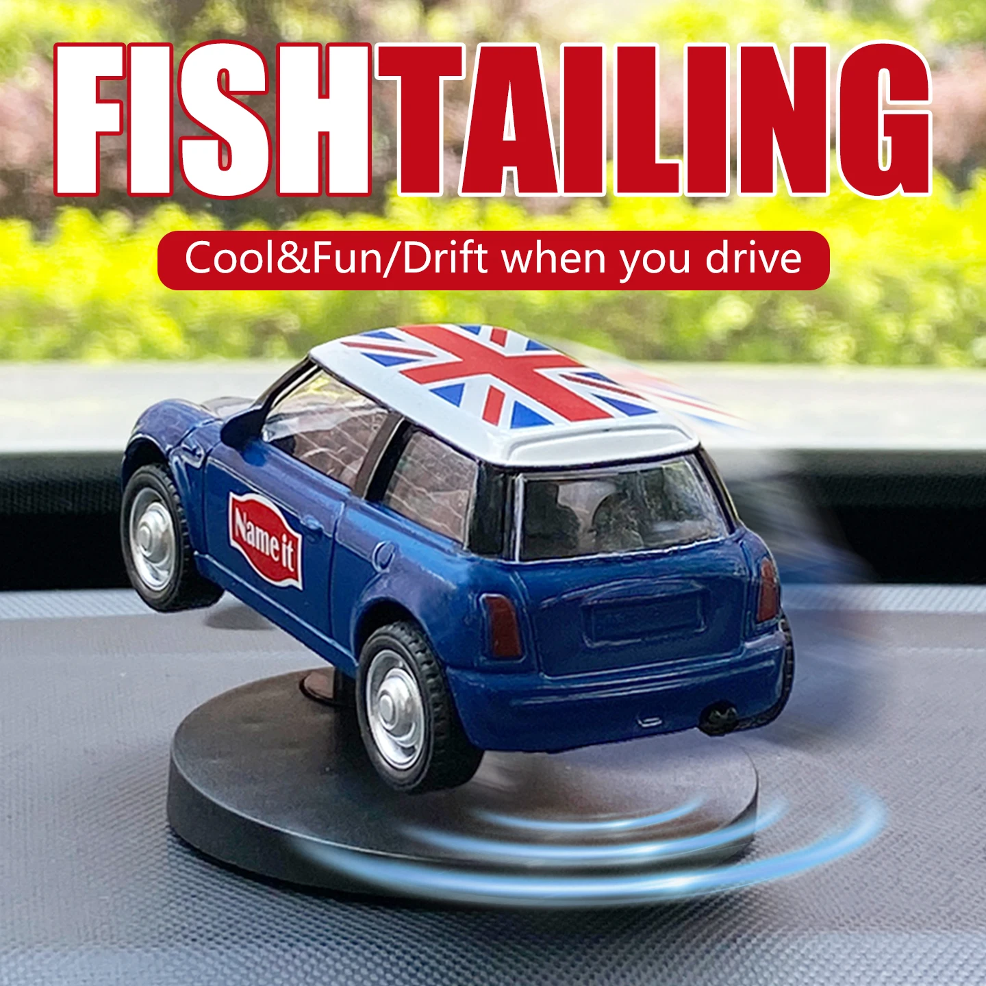 

Drifting Car Ornament Dashboard Fishtailing Moving Turn Swing Sway cool fun vehicle tail wagging interior decoration accessories