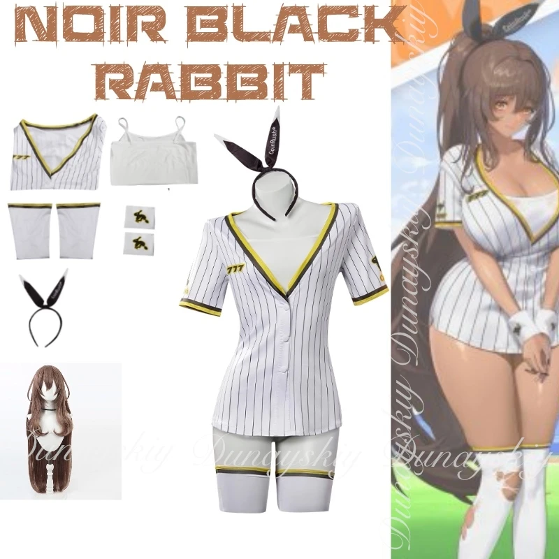 Diosa de la victoria: NIKKE Noir Black Rabbit Baseball Cosplay Tetra Line SSR Attacker subordinado a la unidad 777 conjunto de disfraz de Cosplay