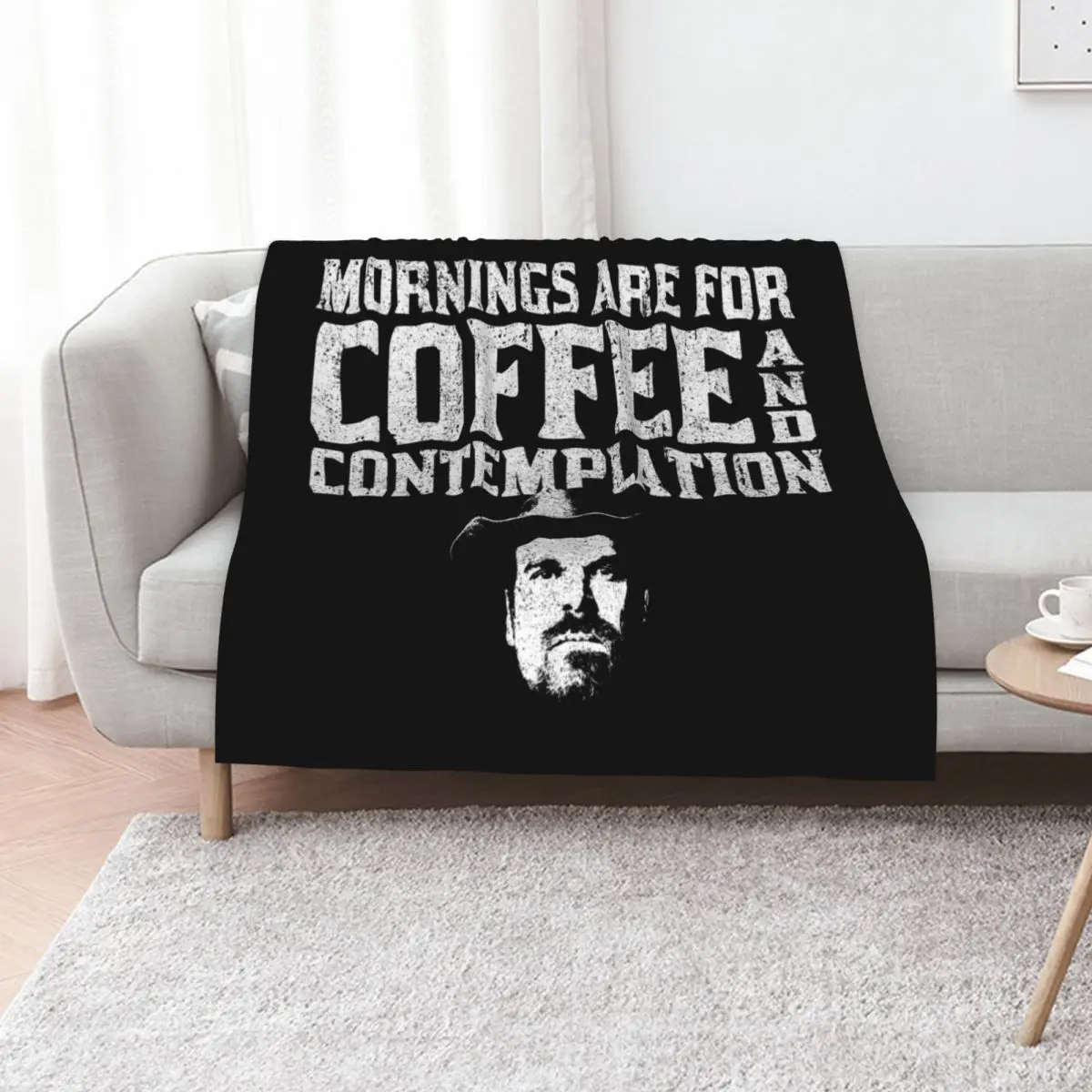Couverture décorative douce « Café et contemplation » pour canapé et chambre à coucher