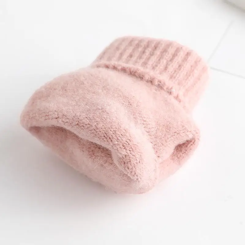 〔Funny〕Women's Cat Ear Convertible Fingerless Gloves Winter Warm Gloves Elastic Fit Design Fashionable  Warm Cat Ear Gloves