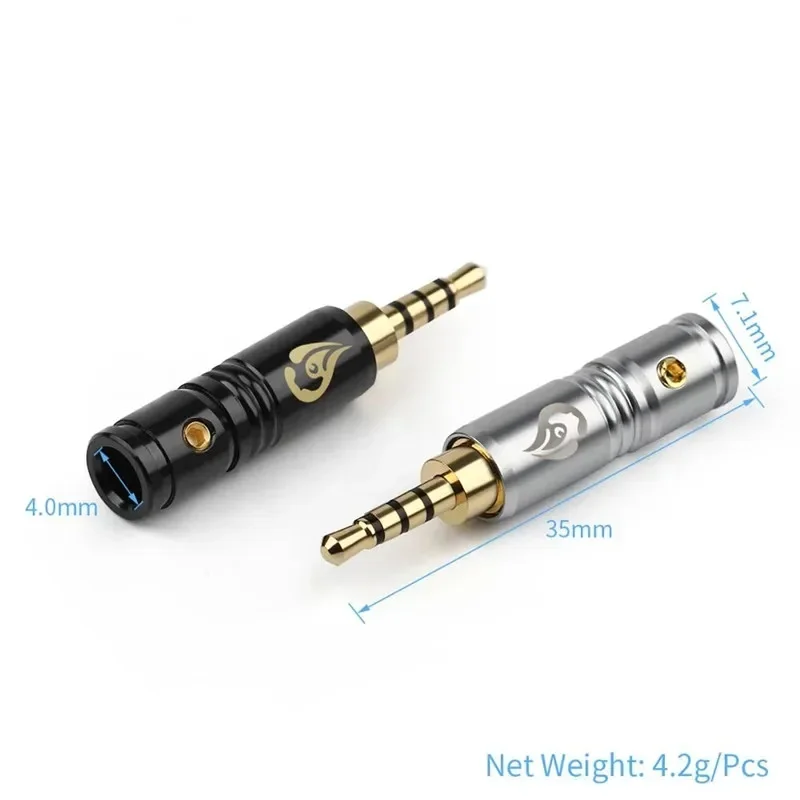 Conector de Audio estéreo de 4 polos de 2,5mm, Conector de cable chapado en oro de 2,5 MM, adaptador de actualización de empalme para auriculares HiFi DIY