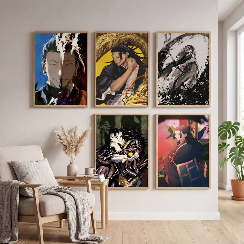 Jujutsu Kaisen Suguru Geto Vintage-Poster, selbstklebender Kunst-Aufkleber aus wasserfestem Papier, Kaffeehaus, Bar, Zimmer, Wanddekoration