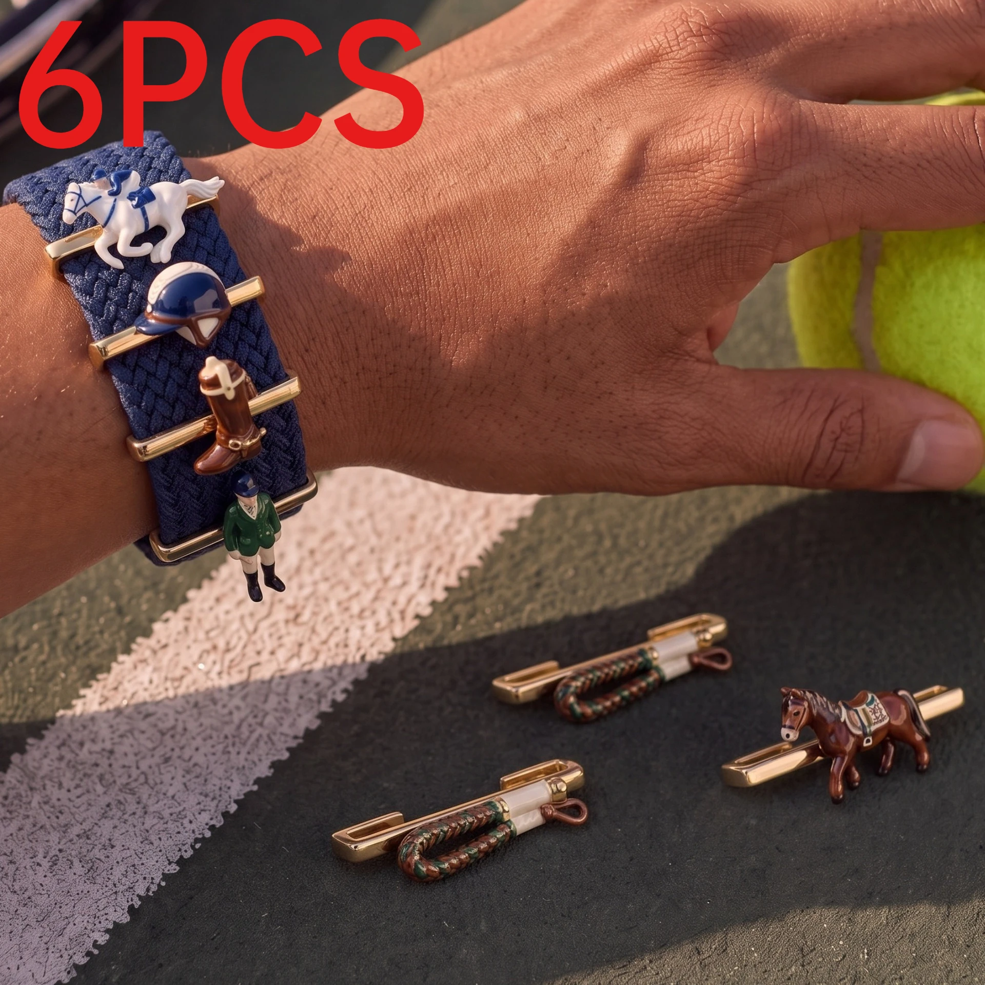 6Pcs Western Equestrian Charms Stainless Steel Watch Band Charms DIY Jewelry Making Accessories