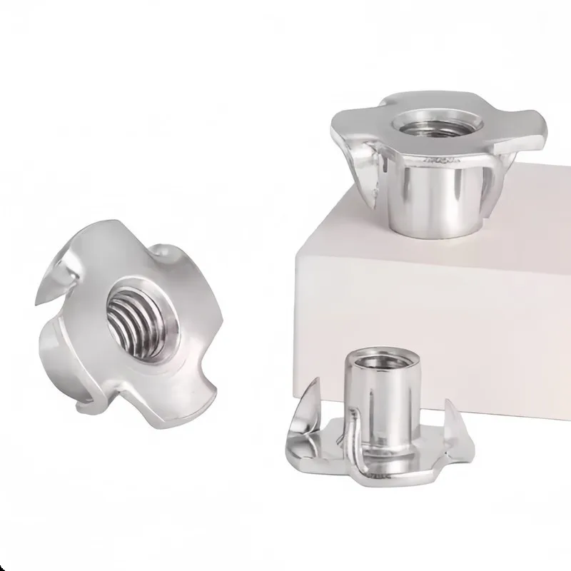 55Pcs M6 Four-claw T-press Nut Anti-corrosion Full Thread Stable For Professional Craft Industry Cabinet Bracket Fixing