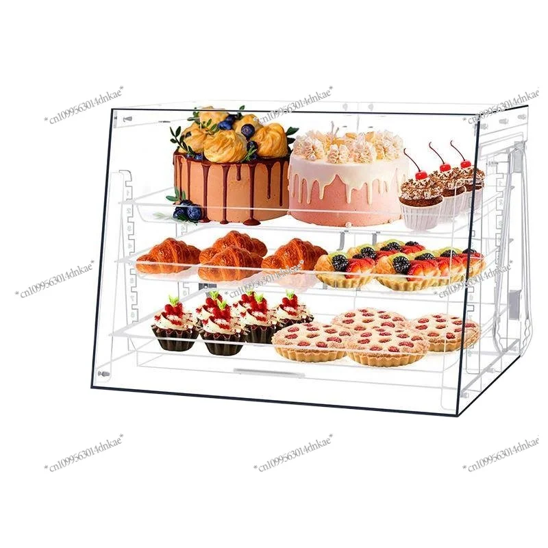 

Spot Pastry Glass Food Grade Transparent Acrylic Bread Box 3 Layer with Cake Donut Display Cabinet.