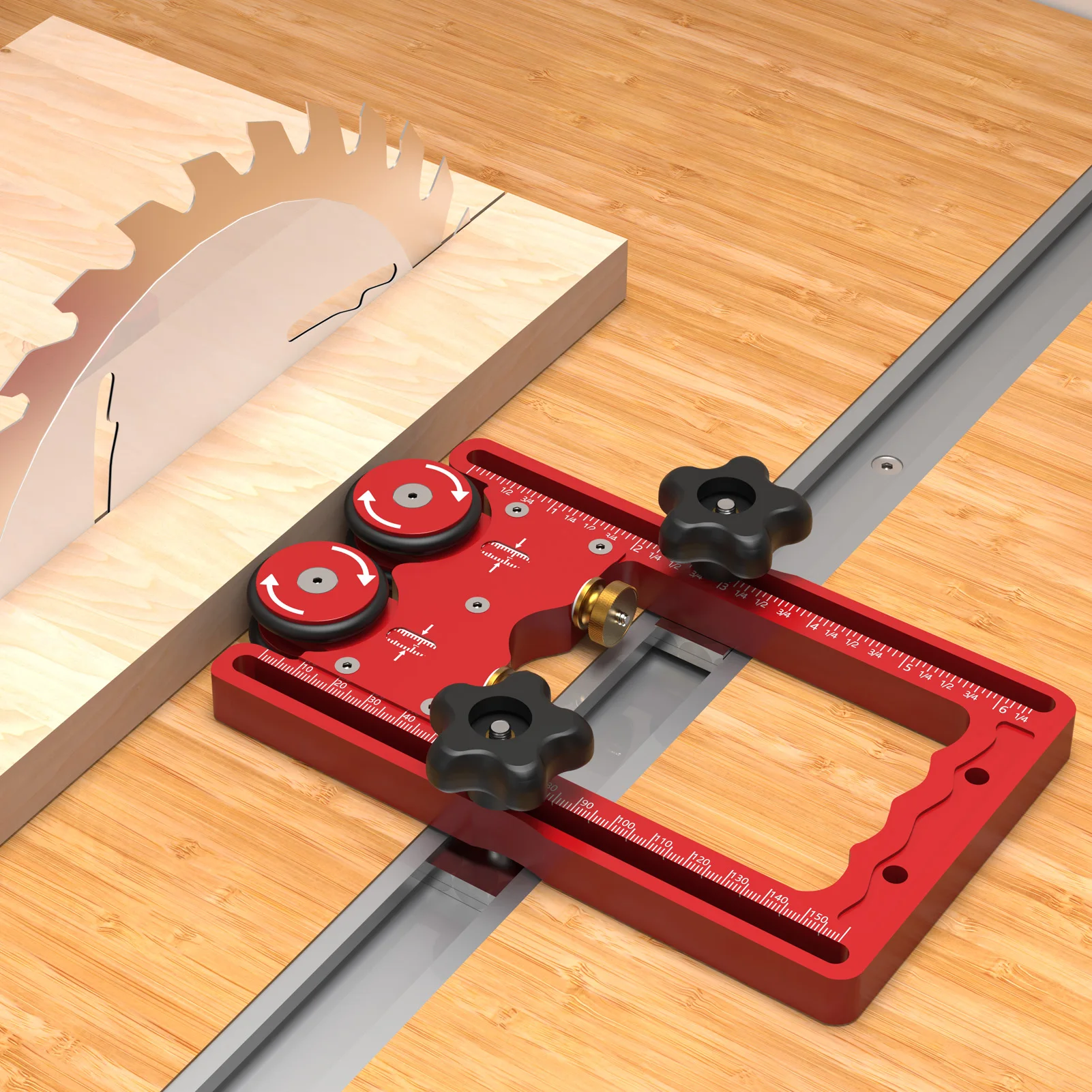 Table Saw Feeding  Roller Double Wheel Aluminum Alloy 160mm Rail Rust Prevention Table Saw Stock Roller for Woodworking