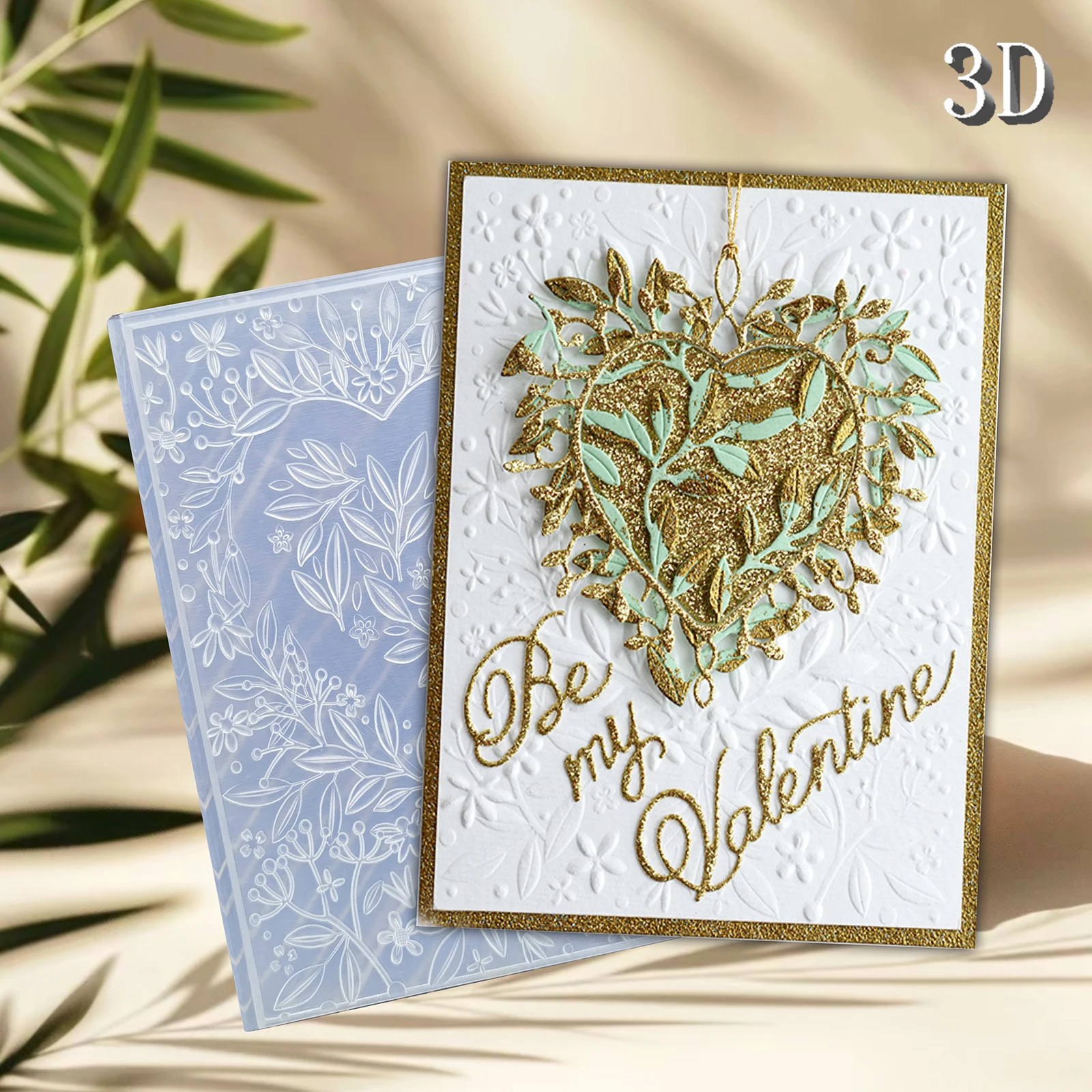 Romantischer 3D-gestempelter Ordner in Herzform mit dekorativem Design für die Karten- und Scrapbook-Herstellung – langlebiger Kunststoff, einfach zu schablonen, Flor