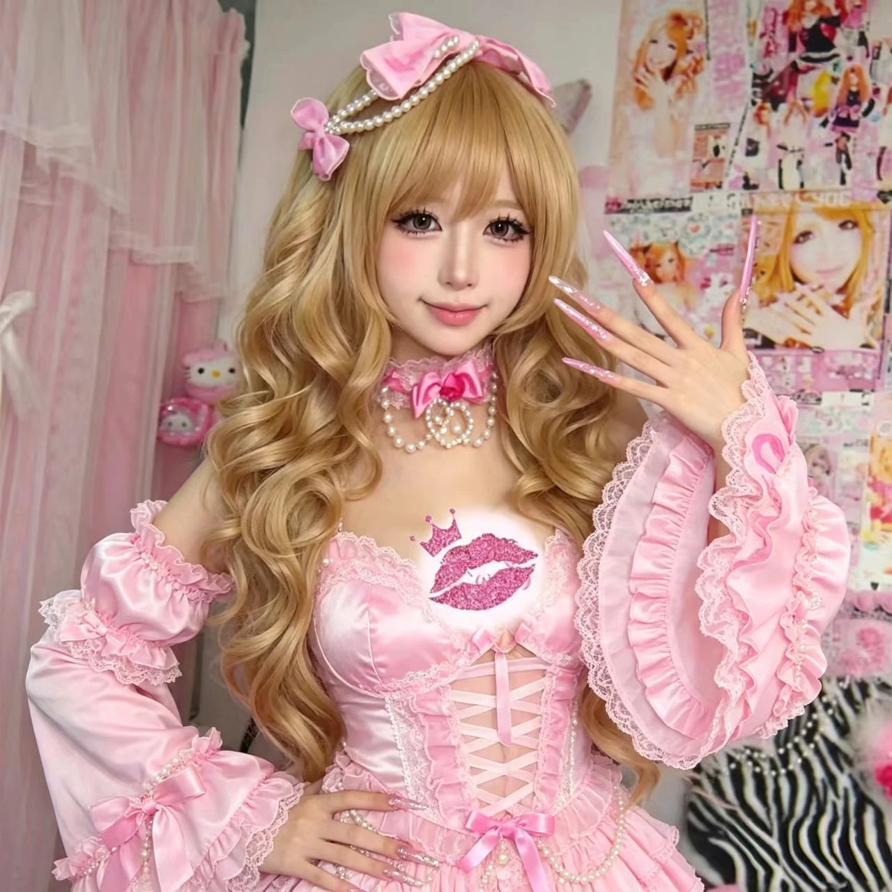 Women'S Y2K Accessories - Gyaru Shibuya Tarzı, Yoğun Renkli, Bej
