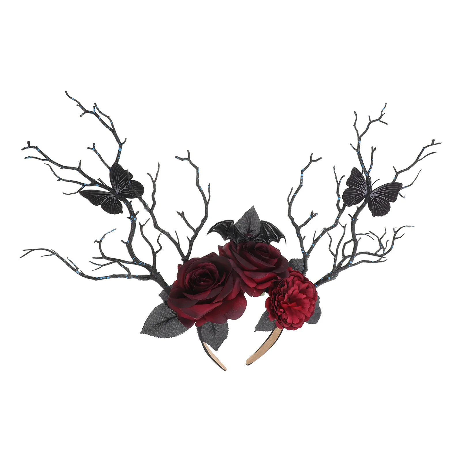 

Gothic Rose Headband One Size Halloween Hair Hoop For Women Cosplay Party Headdress Prop Decorative Floral Hairband