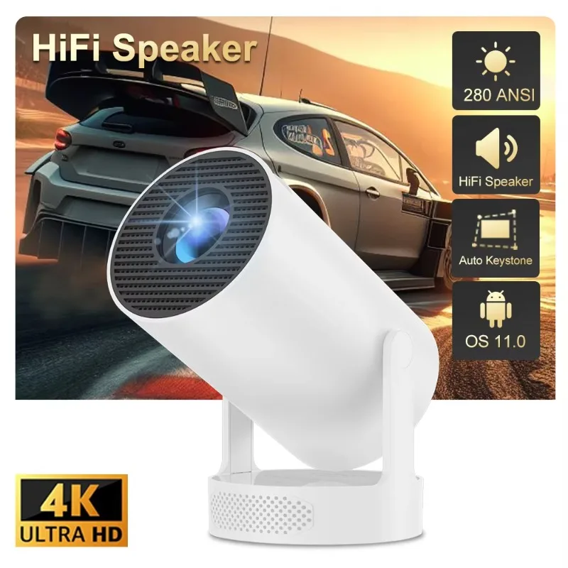 Topleo mini smart home projector rechargeable video android 11 beamer 4k uhd hifi speaker hy300 pro lcd smart portable projector