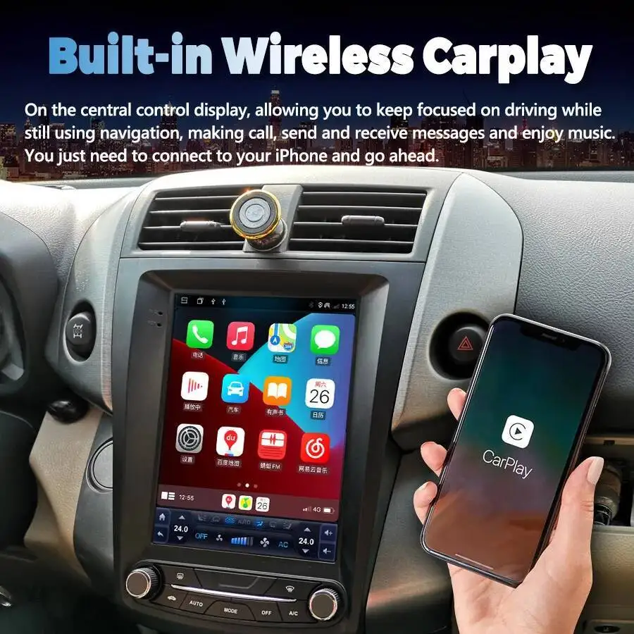 Navirider 10.4 بوصة DSP مشغل فيديو الوسائط المتعددة رئيس وحدة ستيريو لتويوتا RAV4 2008-2012 شاشة أندرويد 15 نظام تحديد المواقع والملاحة BT