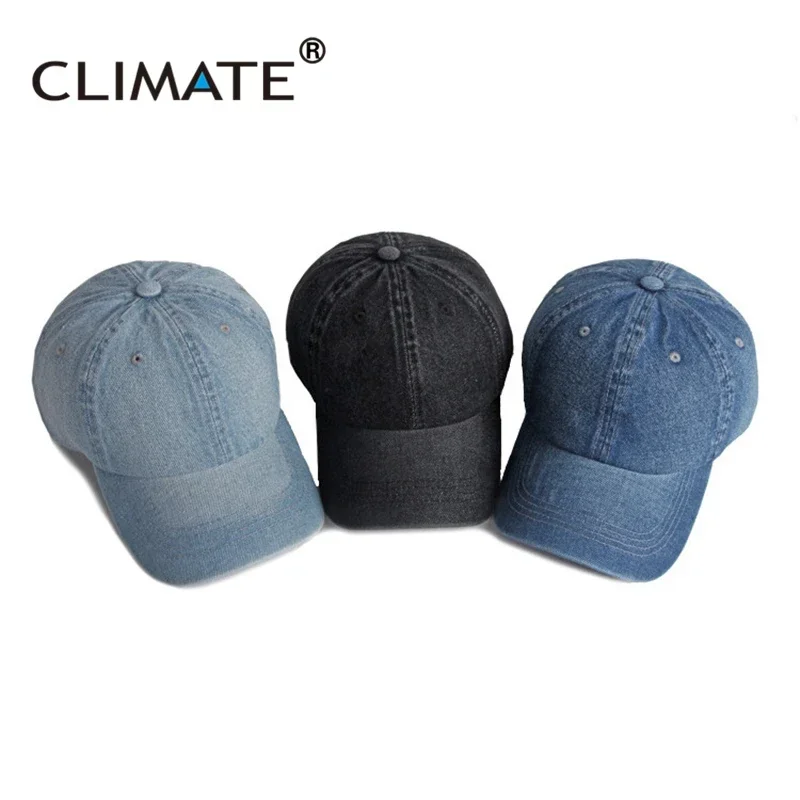 CLIMATE Men Denim Baseball Cap Hat Blank Dad Caps Men Cool Cap Casual Denim Jeans Wear Blank Cap Cool Hat Caps for Men Dad