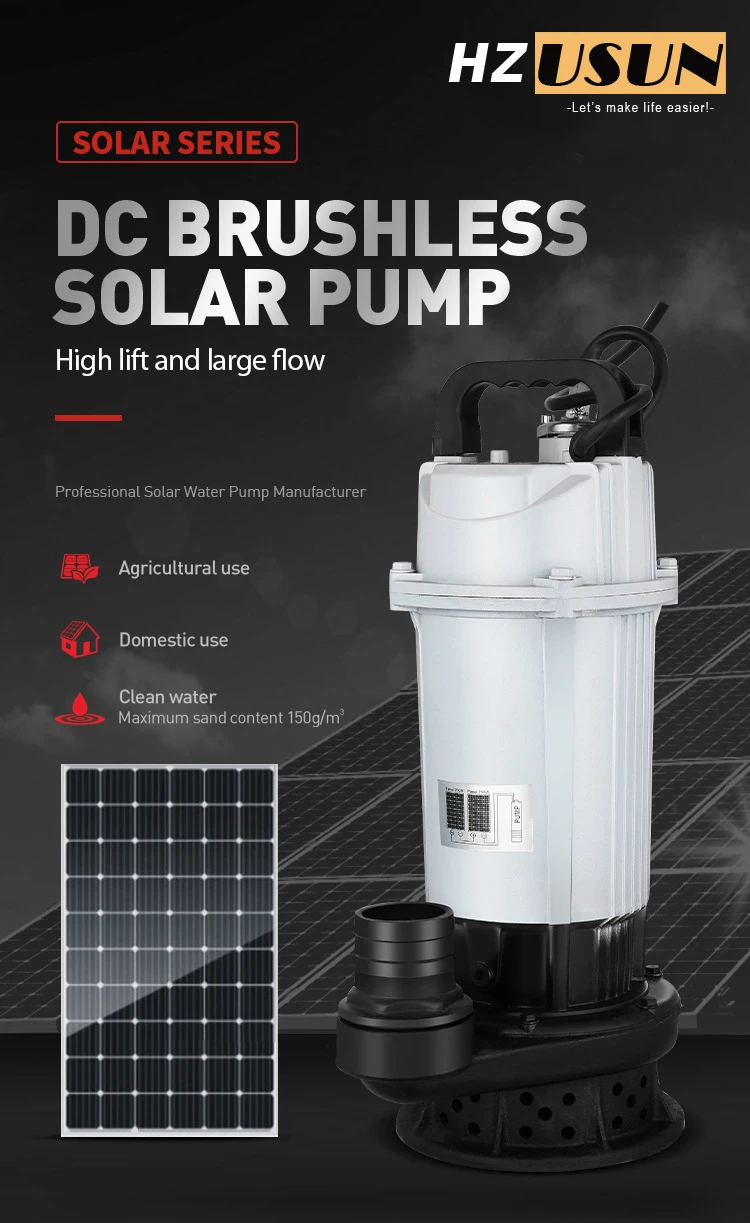 Tragbare DC 48V 60V 72V 96V Solar-Abwasserpumpe, 2'' 3'' 4'' Solarbetriebene Tauchpumpe für Schmutzwasser – Detail 1