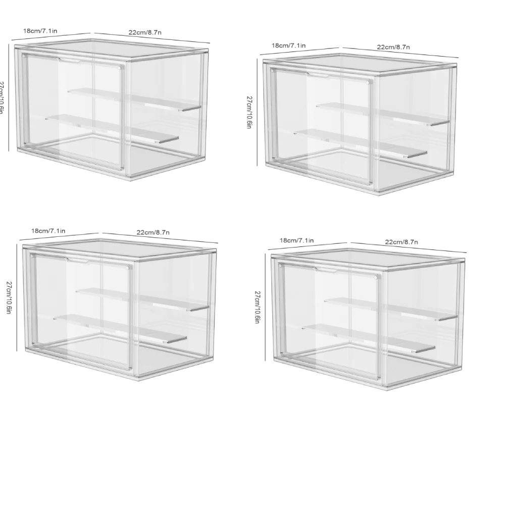 2/4/6-teilige transparente Vitrine für Figuren, klare, faltbare Spielzeugvitrine für Figuren und Blindbox-Puppen, Actionfiguren-Organizer, stapelbare transparente Box