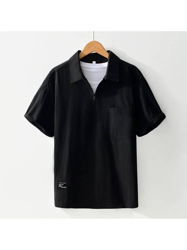 

Qui Dry Outdoor Men's irt f Zip ort Sve UV Protection Spring Summer Faion Casual Cotton Blend Faion