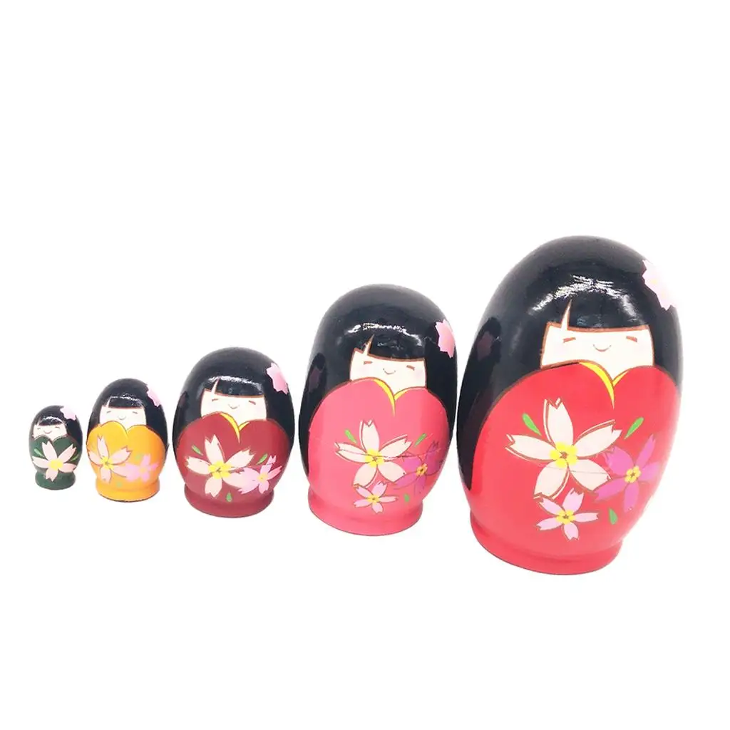 5 peças multicoloridas japonesas meninas russas bonecas matryoshka brinquedos