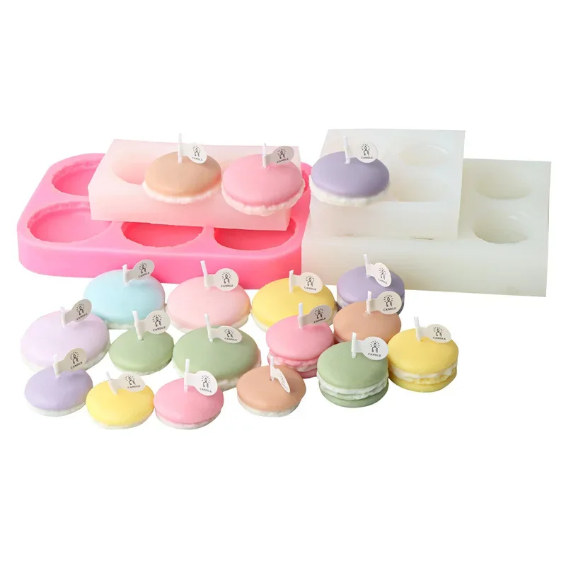 3d Simulation Macaron Fondant Silicone Mold DIY Scented Candle Mould Ice Cream Mousse Cake Baking Tool Candle Making Supplies