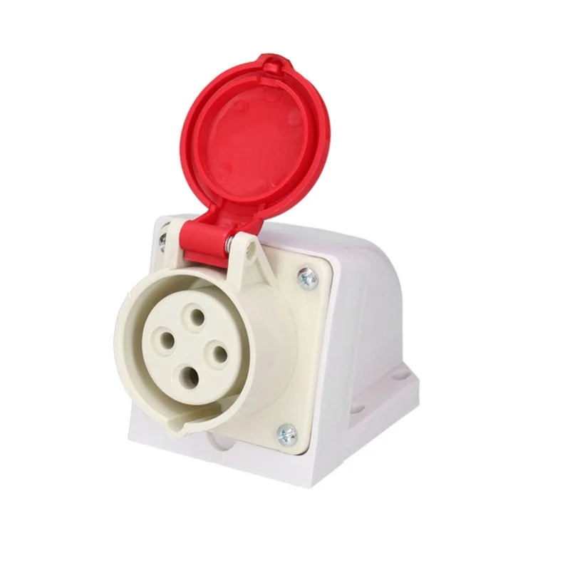 موصل قابس صناعي 3 المرحلة 4 دبوس مقاوم للماء سطح جبل مجموعة مقابس 380V415V 16A 3P + E #4