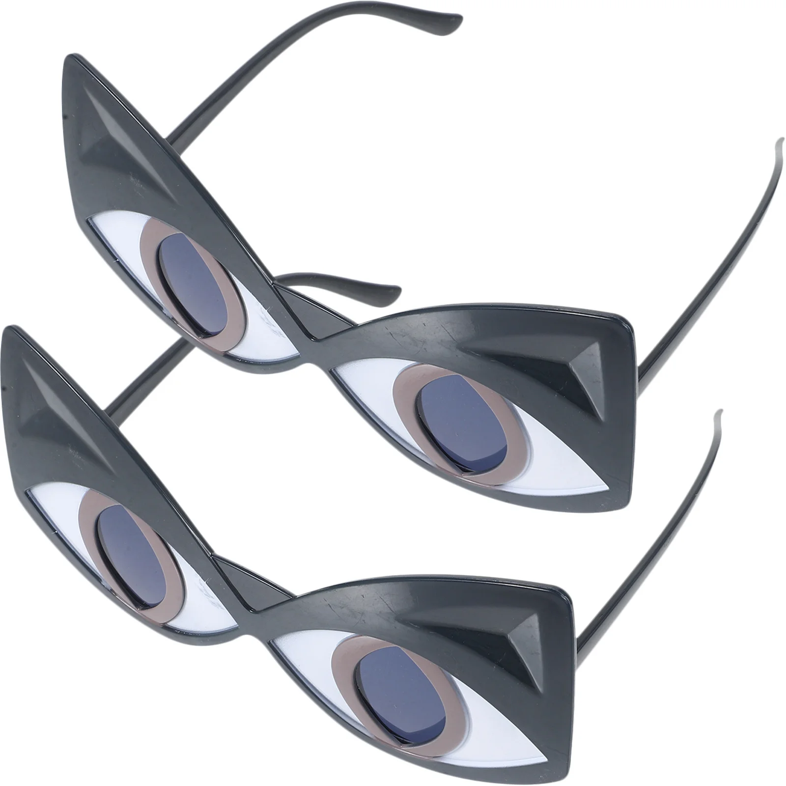 2Pairs عين القط النظارات الشمسية رواية متعة الدعائم الطرف أكثر من الحجم رائعتين شيك نظارات جذابة غير النظامية ظلال رائعتين النظارات الشمسية #1