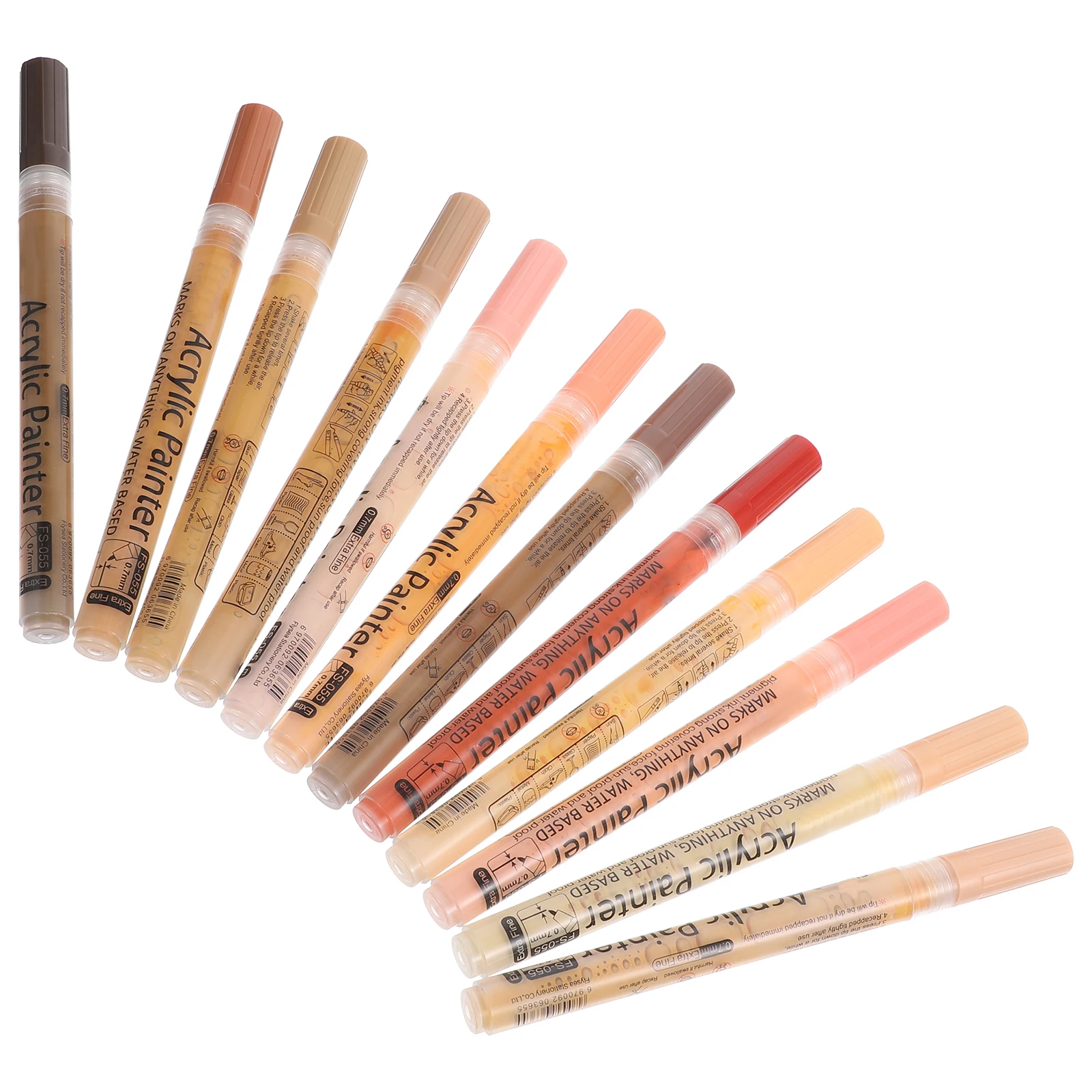 

12 Colors 0 7mm Skin Tone Acrylic Markers Body Face Painting H Drawing Graffiti Artists Sketching Coloring Supplies