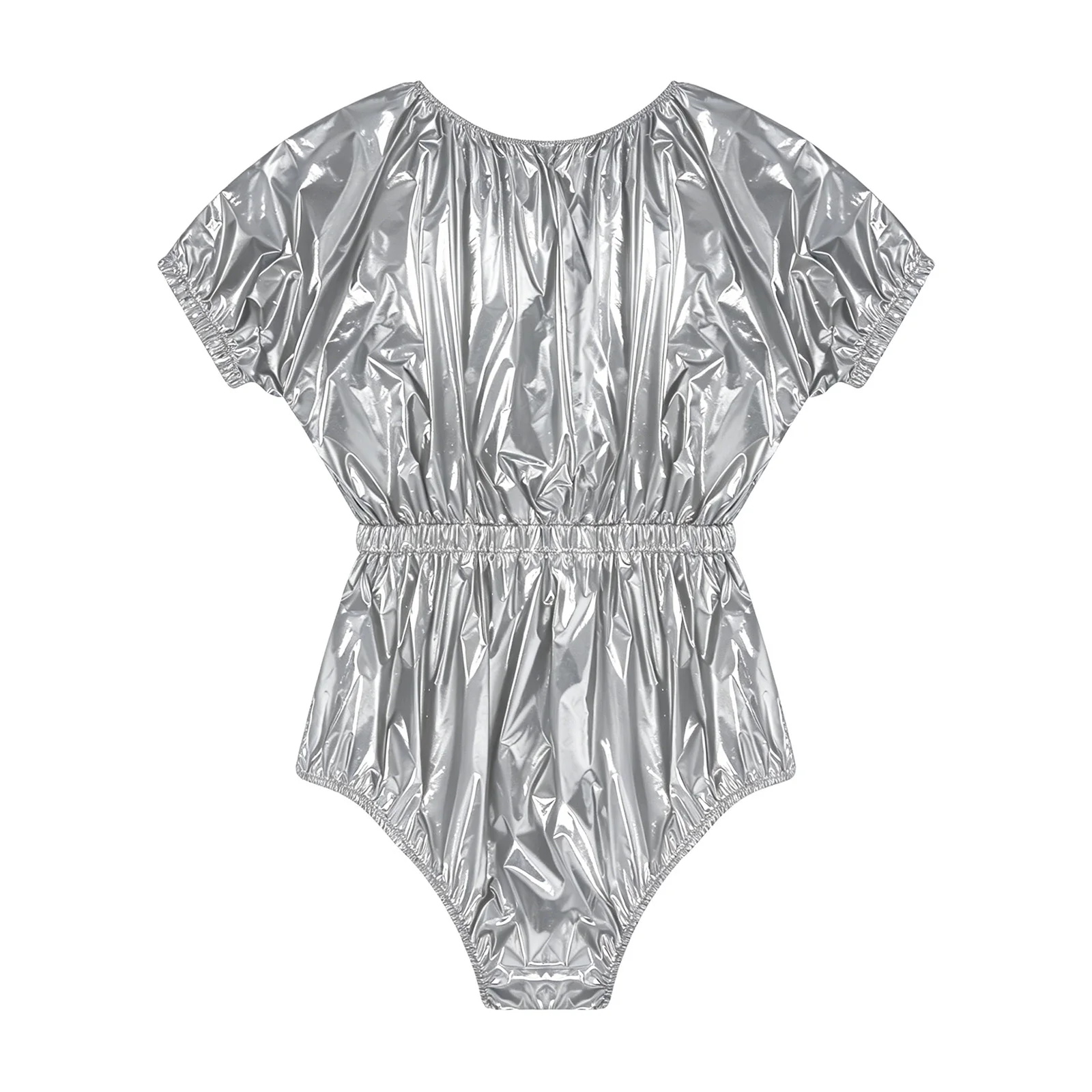 Mens Waterproof Diaper Cover Swim Leotard with Buttoned Crotch Short Sleeve Elastic Waist Leakproof Bodysuit Adaptive Clothing