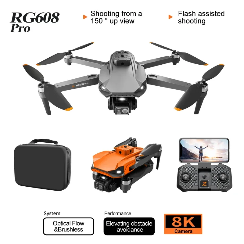 RG608 PRO Drone 8K profesjonalne unikanie przeszkód z podwójną kamerą bezszczotkowy Dron optyczny noktowizor fotografia lotnicza drony