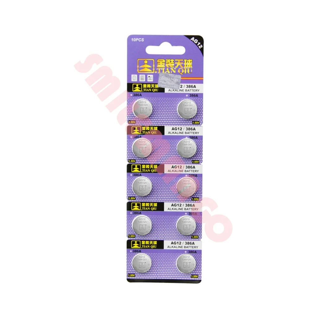 Original TIANQIU AG12 L1142 LR43 301 386 1.5V Lithium Batteries Environmental Protection Button Battery for Watch Battery Remote