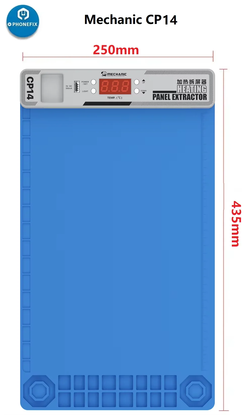 Mecânico cp14 separador de tela lcd de 14 polegadas, luz led de detecção de poeira, camada dupla, aquecimento rápido, almofada de silicone,