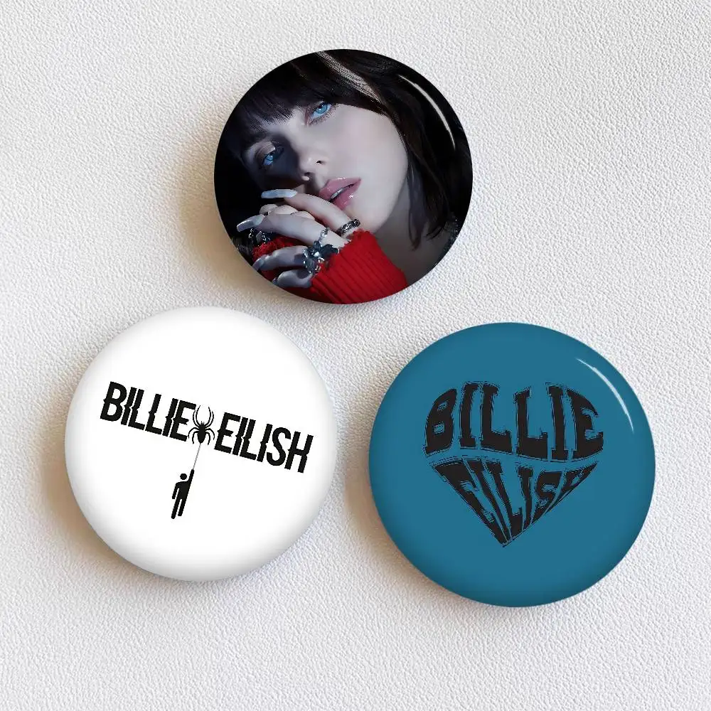 Singer B-BillieS E-EilishS 58mm Cute Series Pins Funny Badge Interesting Cartoon Animals Brooches Backpack Clothes Gift Accessor
