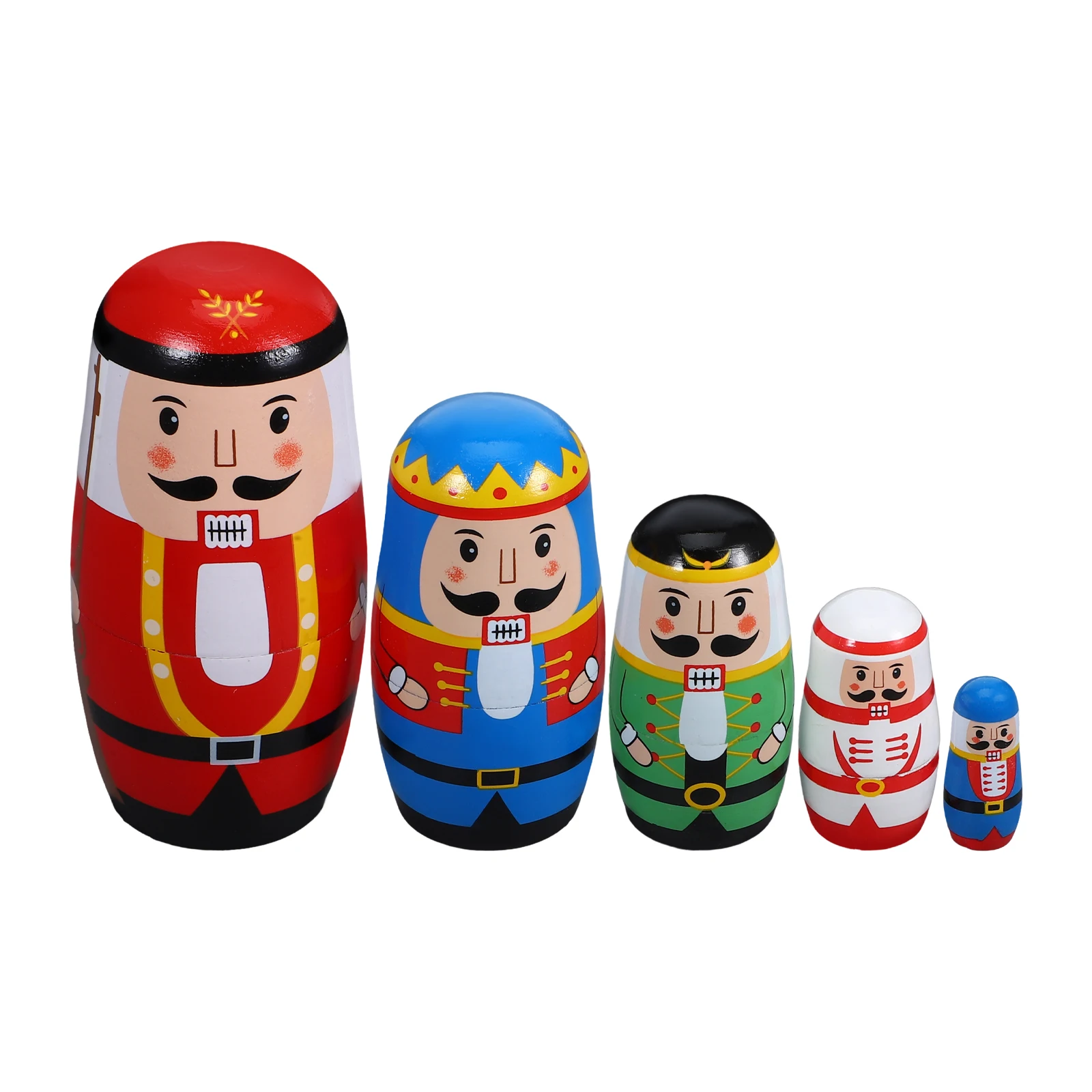 

1 set Nutcracker Nesting Dolls Christmas Matryoshka Doll Desktop Wood Russian Doll Gift For Adult Kids Funny Stacking Toy