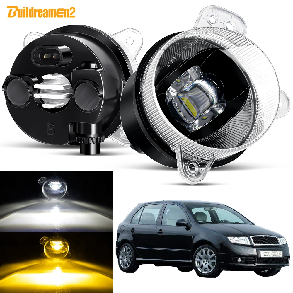 2 sztuki 30W LED Canbus Zespół świateł przeciwmgielnych do Skody Fabia Mk1 2005 2006 2007 2008 Samochodowe soczewki przeciwmgielne do jazdy dziennej 8000LM
