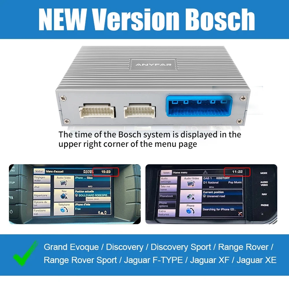 Kabelloses Carplay Android Auto Passend für Land Rover Jaguar Bosch Discovery 4 Evoque Freelander 2 XE XF XJ Decorde