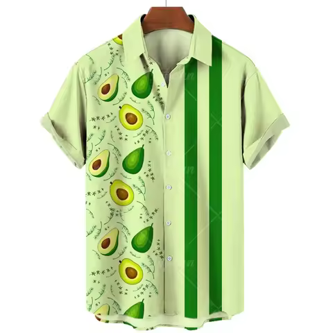 2024 Avocado Fruit Pattern Funny Clothing Casual Pullover Men's T-shirt Fashion Summer Short Sleeve Harajuku Shirt