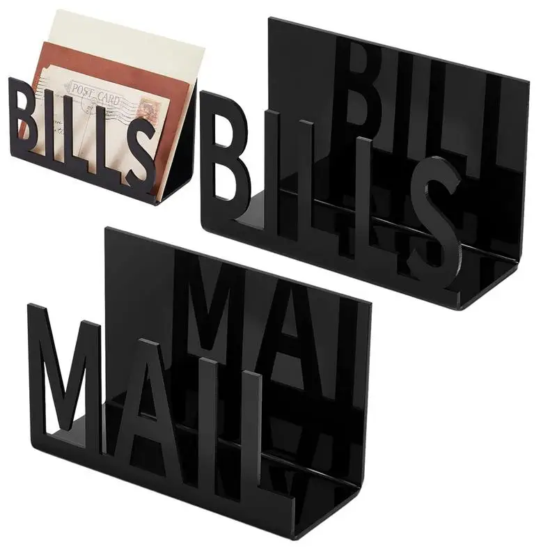 Mail Holder Mail Organizer 2pcs Bills Organizer Modern Cutout Envelope Holder Letter Mail Sorter Organizer Bills Organizer