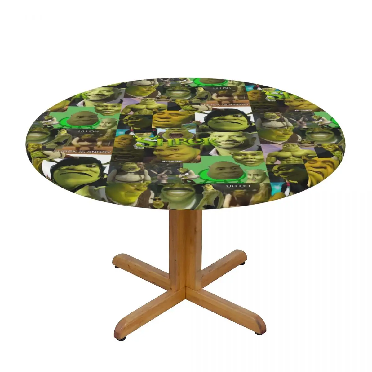 Round Waterproof Disney Animation Shrek Table Cover Fitted American Cartoon Table Cloth Backing Edge Tablecloth for Picnic