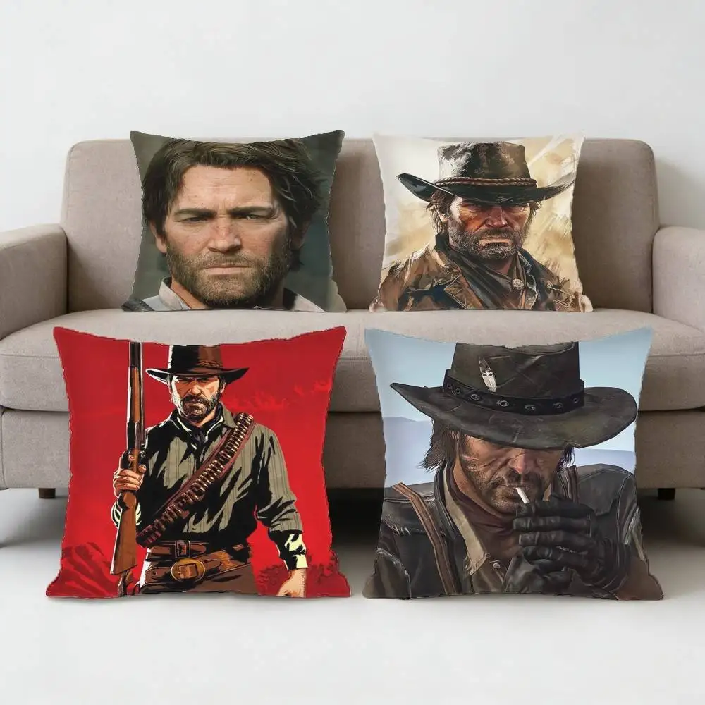

Game Red Dead R-Redemption Pillow Case Anti-dustmite Pillowcase Invisible zipper silky short plush Sofa cushion cover