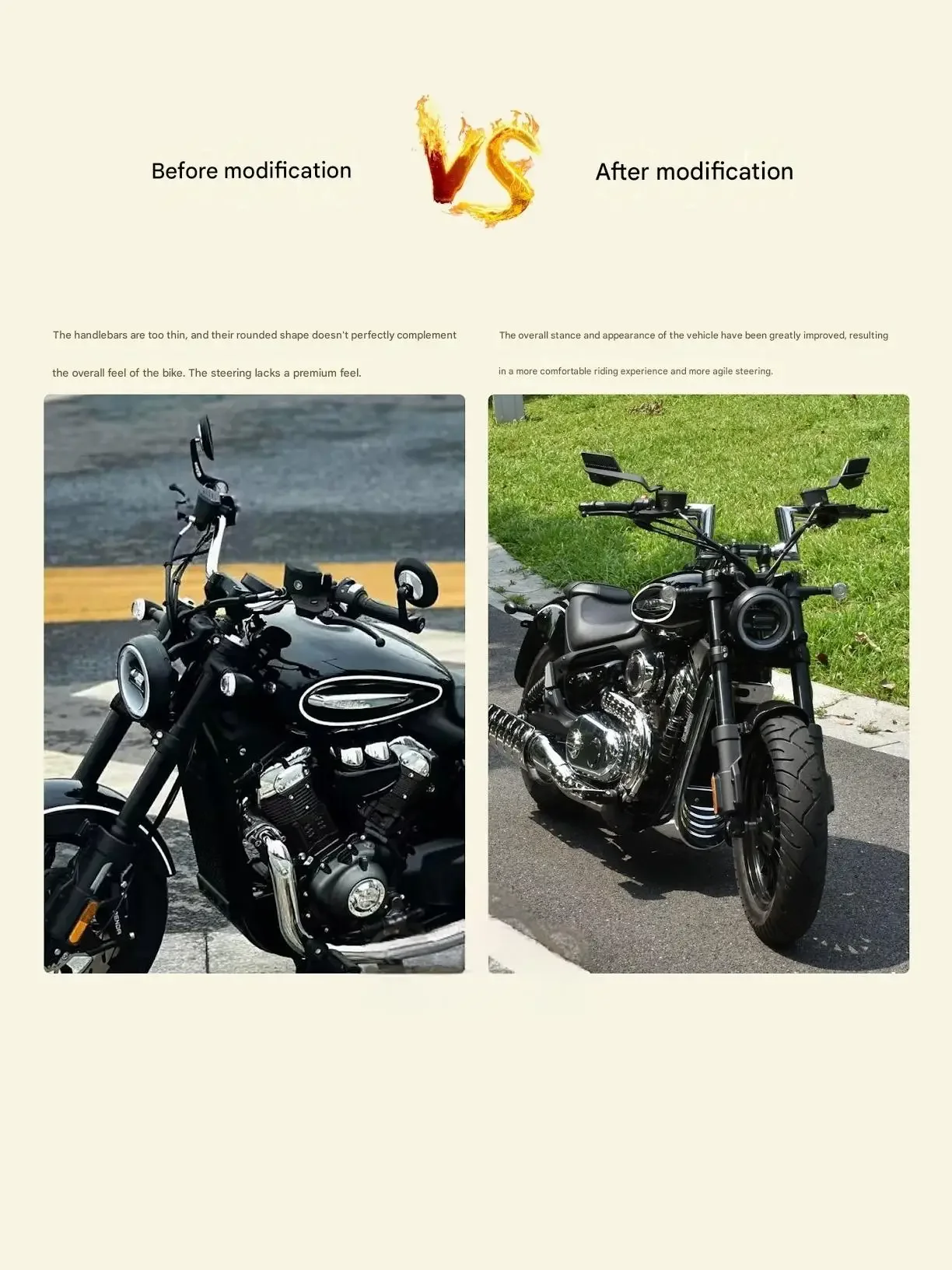 FOR Harley Style Handlebar Kit Raised Thick Electroplated Bar Complete Kit for Benda Chinchilla350 Motorcycle Accessories