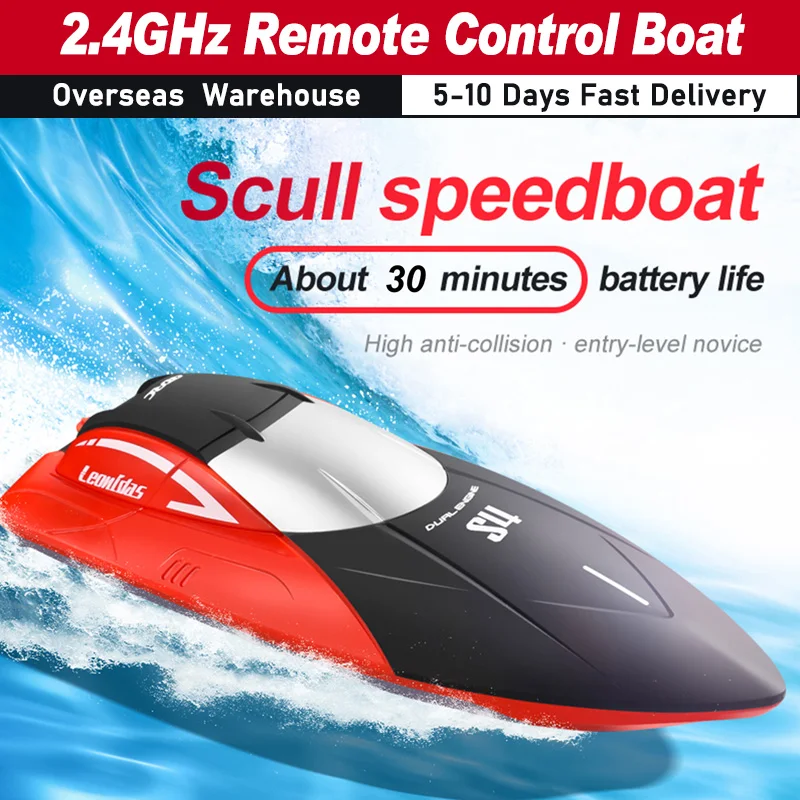 Remote Control Boat 2.4GHz Frequency Remote Control Ship Toy Gift for Kids Adults Boys with 2 Battery Remote Control Boat 15km/h