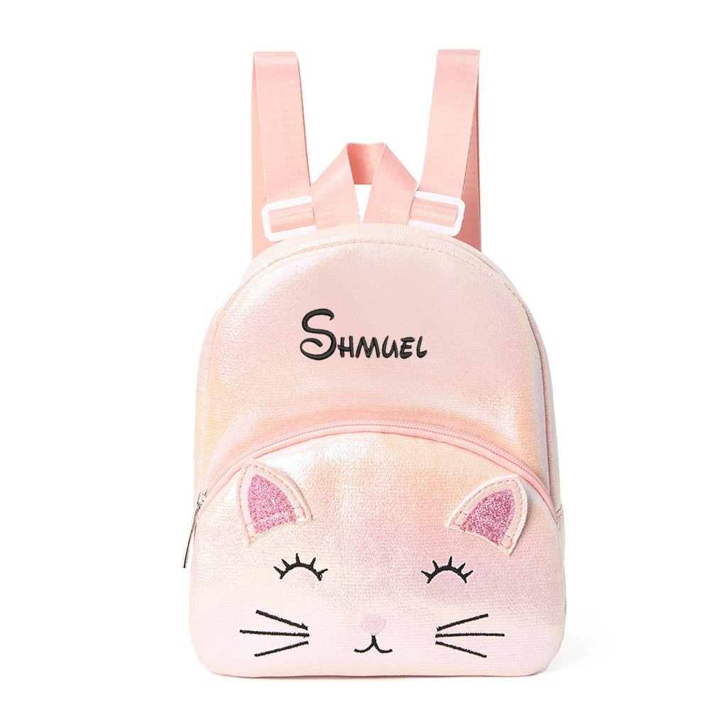 

Cute Cat Embroidered Name Backpack for Children Little Girls Kindergarten Schoolbags Personalized Children's Day Gift Bags