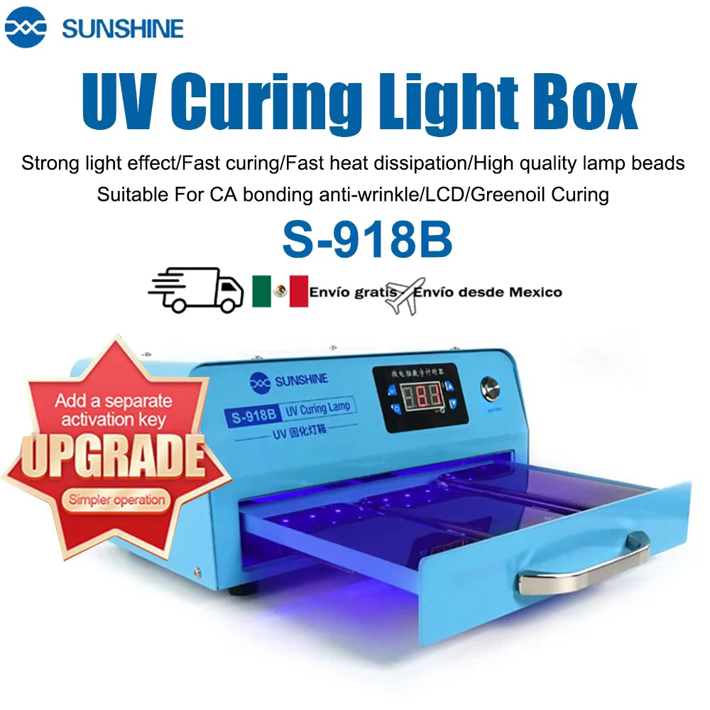 SUNSHINE S-918B High Power Fast Heat Dissipation 30w UV Curing Light Box For OCA Bonding of Edge Glass Phone Repair Tool