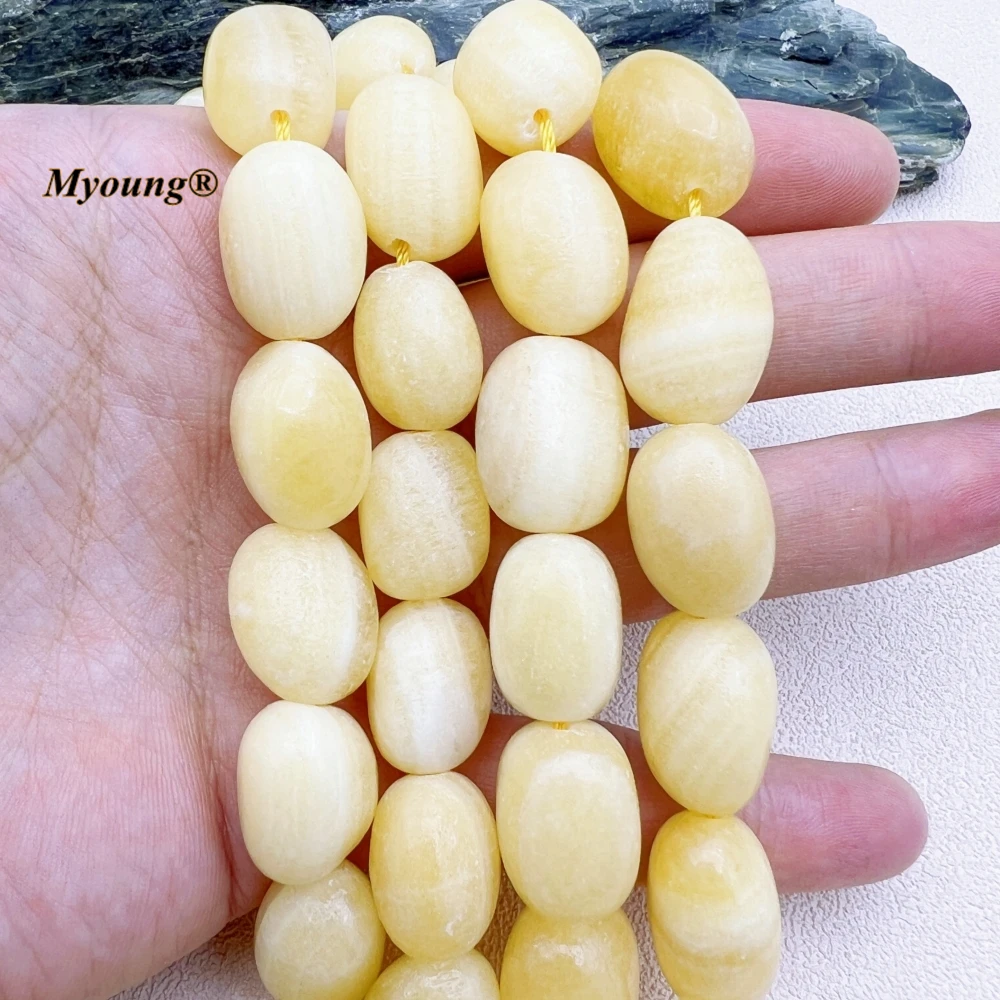 Irregular Large Natural Stone Yellow Calcite Nugget Beads For DIY Jewelry Making MY230841